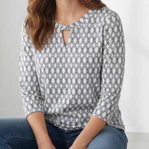 100% Supima Cotton Convertible Geometric Twist-Neck Tee Beachy Soft